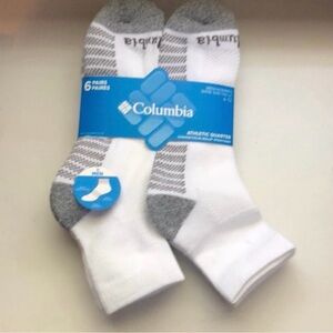 New Columbia Socks Men’s 6 Pair Casual White & Gray Athletic Quarter Crew Socks
